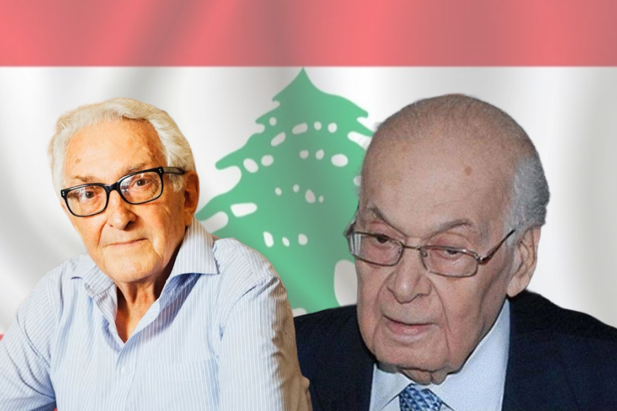 سليم الحص وجورج قرم شخصيتان لبنانيتان معروفتان اقتصاديا وفكريا (وسائل التواصل) 